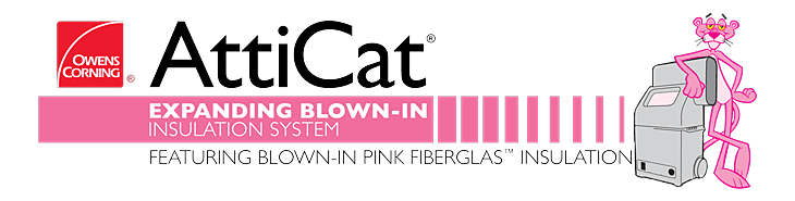 Owens Corning AttiCat Expanding Blow-in insulation logo. 